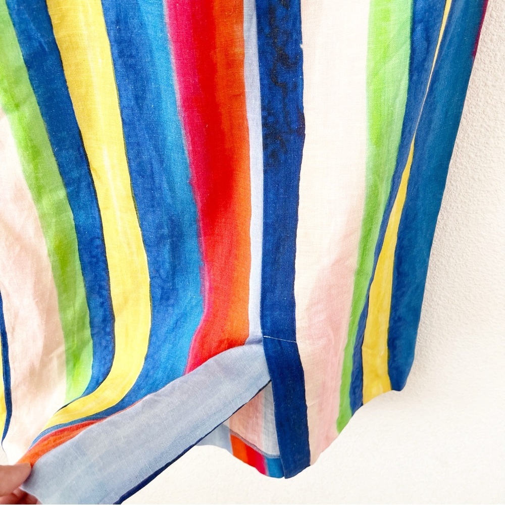 Mara Hoffman Ray Rainbow Stripe One-Shoulder Linen Midi Dress - Picture 7 of 9